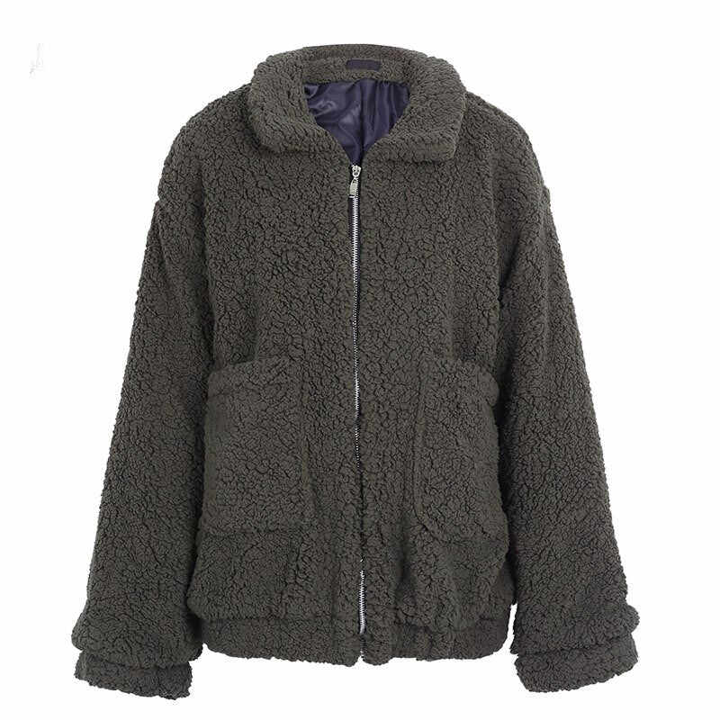 Faux lambswool oversized jacket