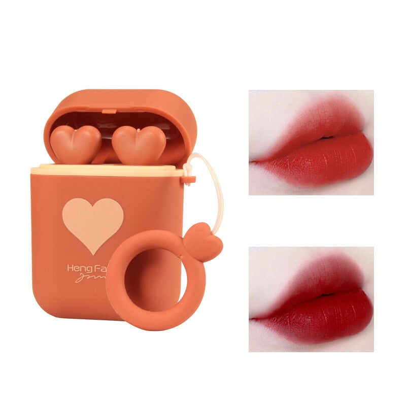 Mini Matte Lipstick Liquid Lip Gloss Women Girls Double Tube Chain Bag Waterproof Lasting Nude Lip Stick Cute Portable Lipstick