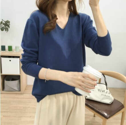 Solid Color Long-sleeved Sweater