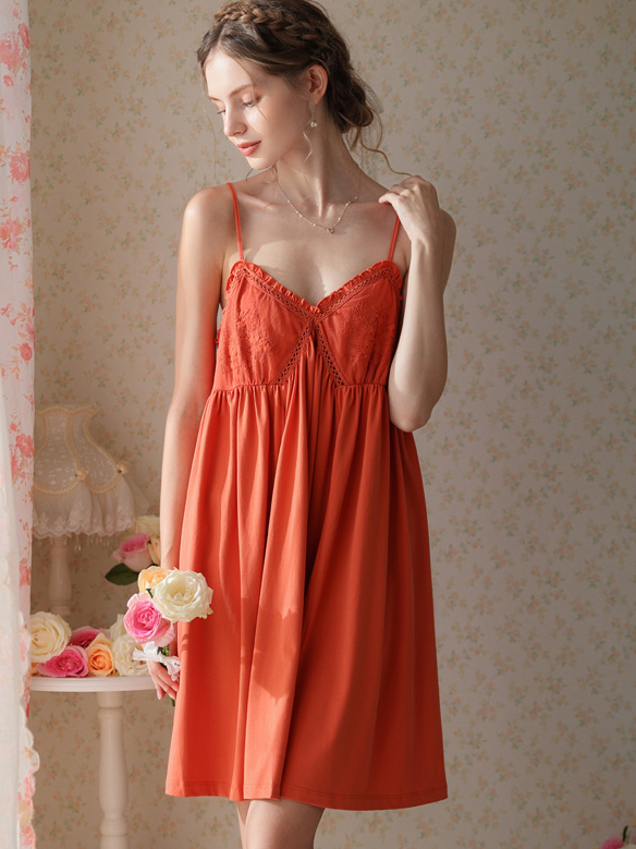 Cotton Simple V Neck Nightdress