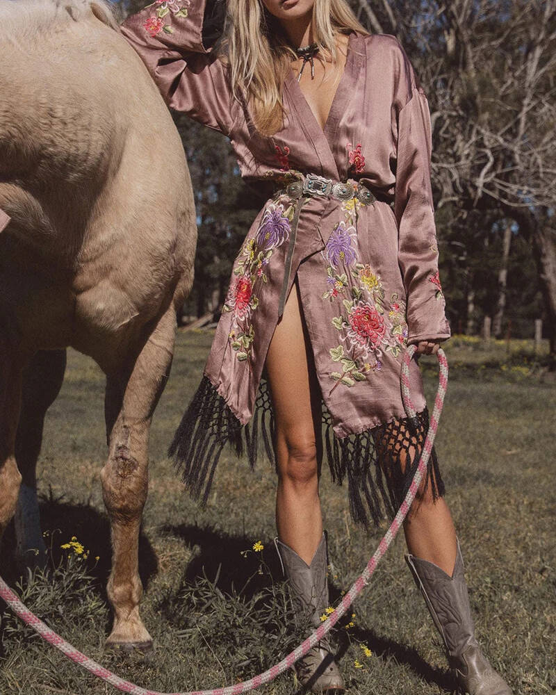 embroidered fringed cardigan