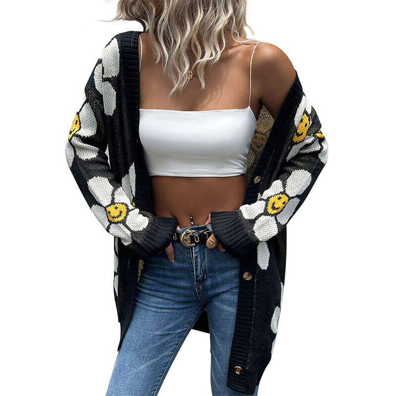 Floral long sleeve cardigan jacket