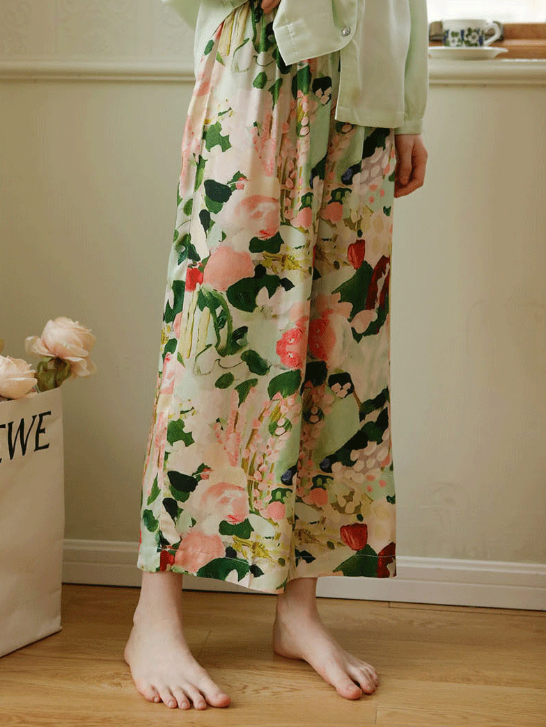 Regular Fit Others Floral Elegant Long Sleeve Pajama Set