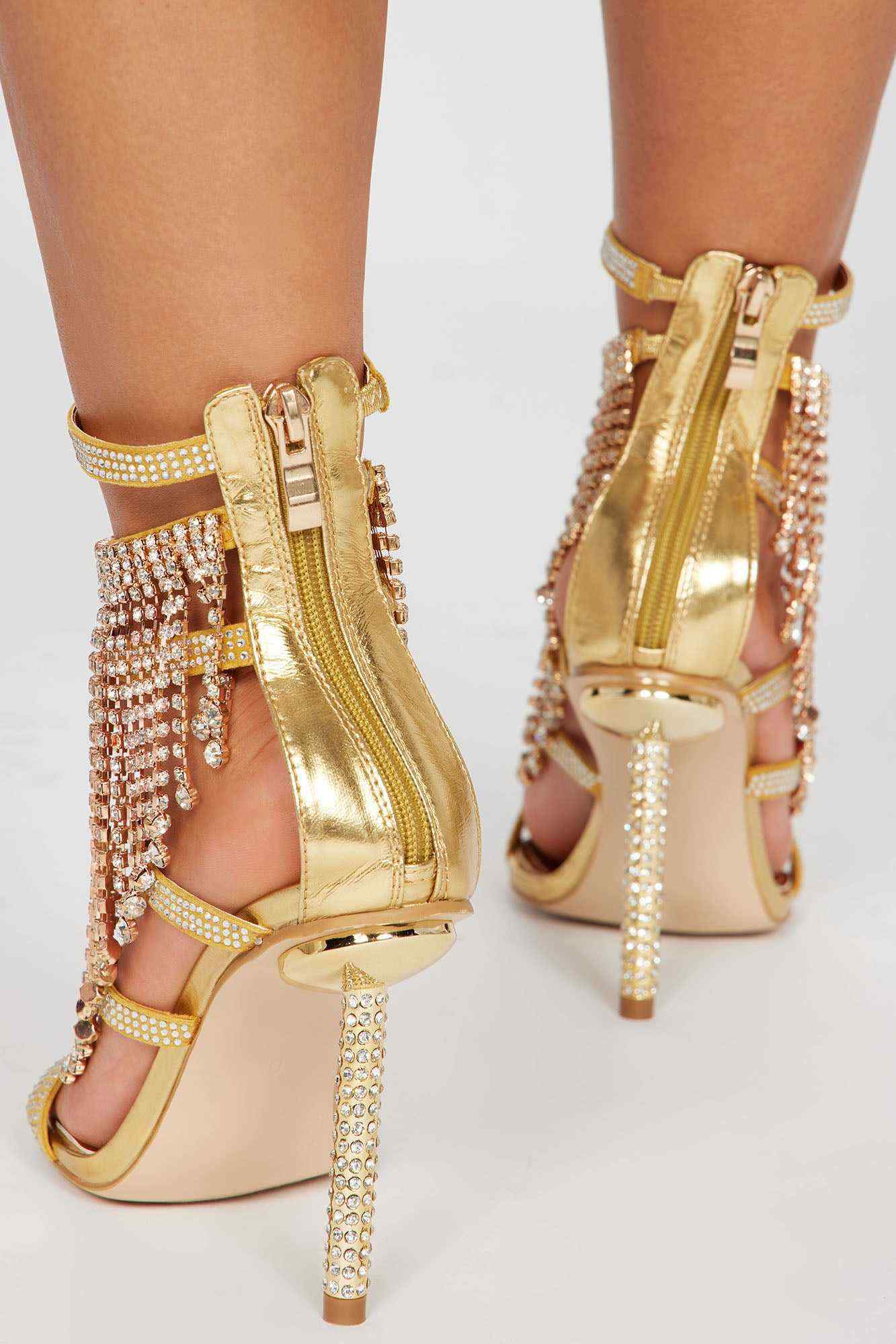 No Dull Moments Heeled Sandals   Gold