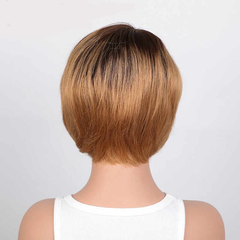 Brown Short Pixie Cut Bob Human Hair