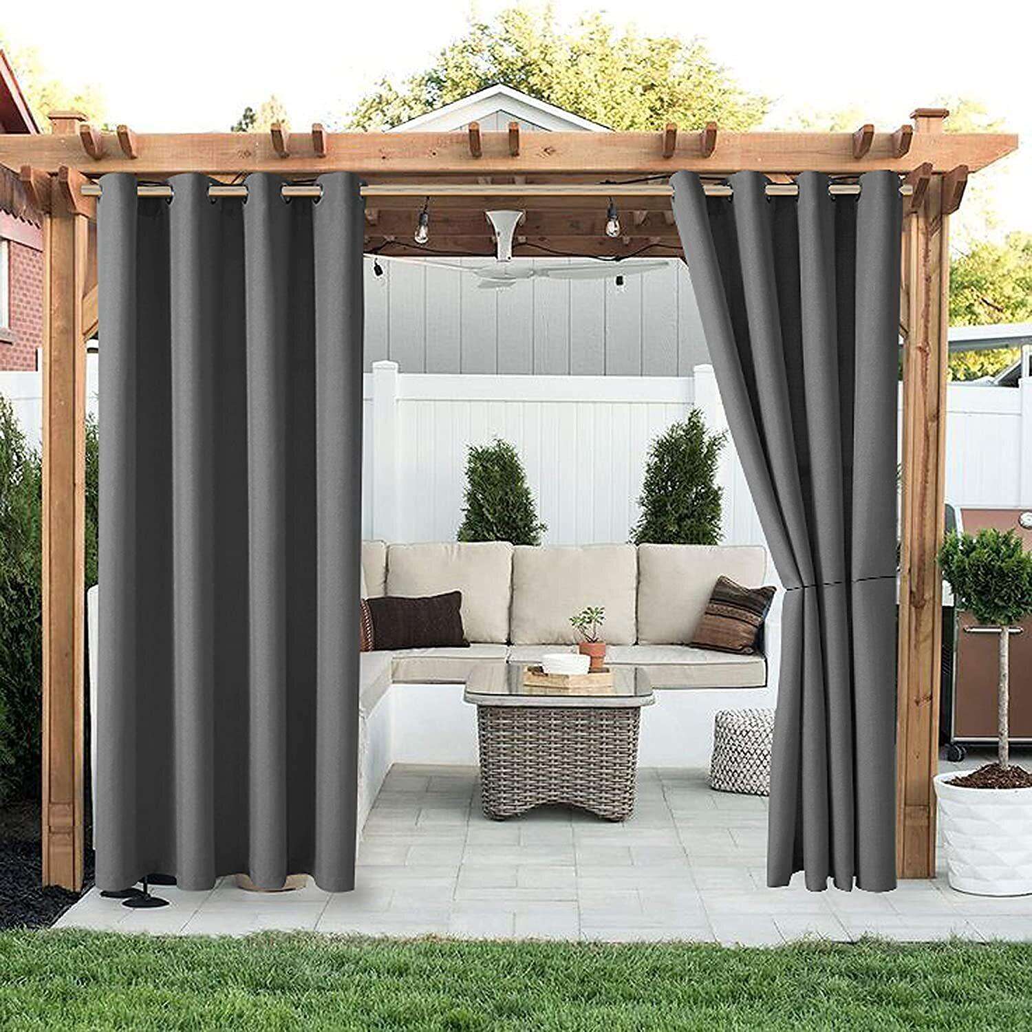 Waterproof Outdoor Curtain Privacy, Sliding Patio Sheer Curtain