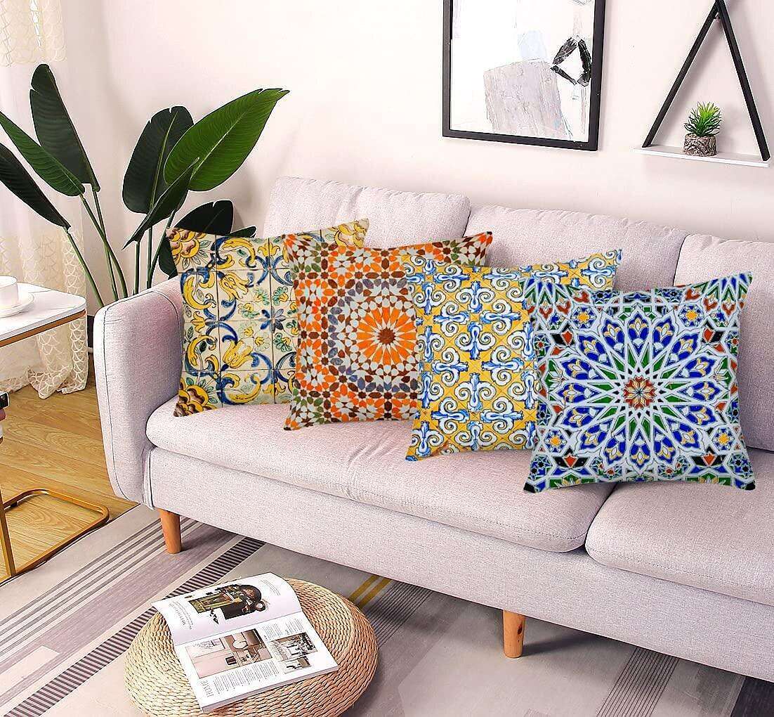 Mandala Floral Bohemian Double Side Pillow Cover 4PC Farmhouse