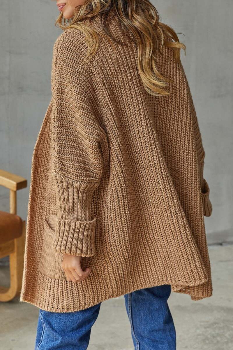 Camel Casual Solid Patchwork Cardigan Outerwear