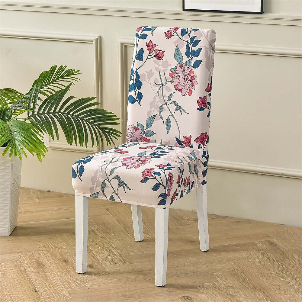 Stretch Spandex Dining Chair Cover Plants/Flower Pattern