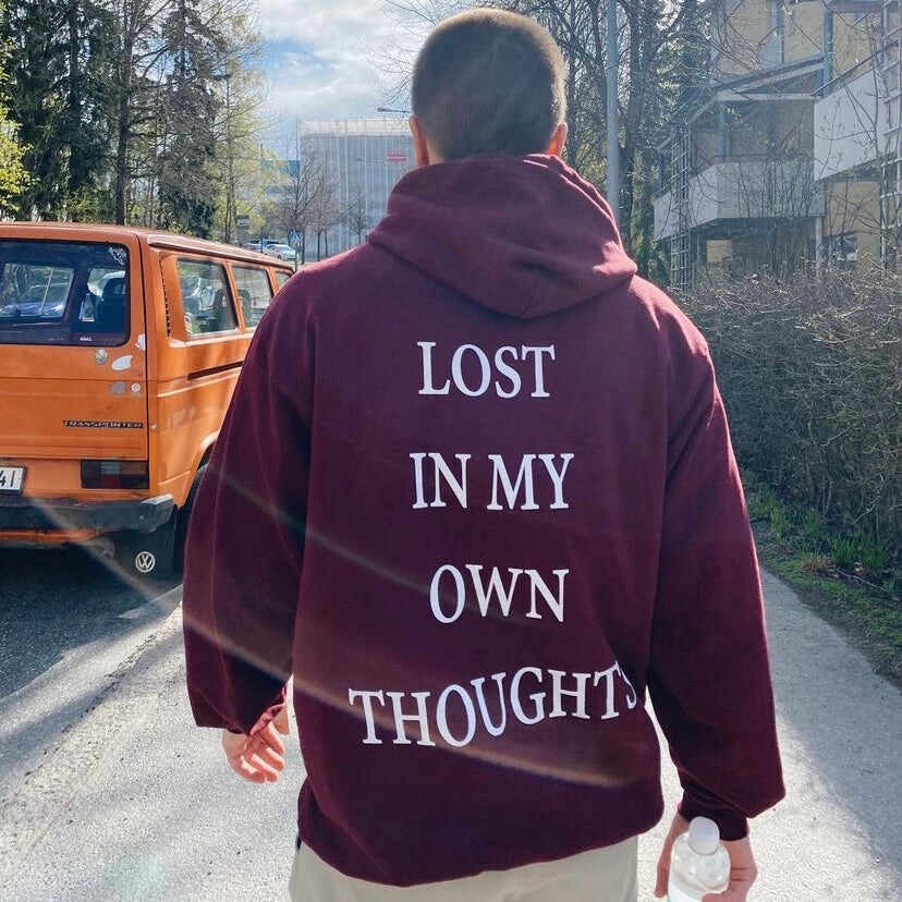 Lost In My Own Thoughts Print Causal Hoodie