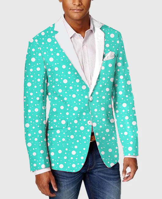 Fashion Polka Dot Collar Stitching Contrast Color Notch Lapel Two Button Blazer