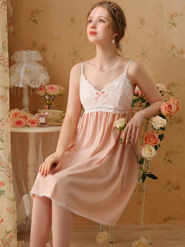 Simple Lace Loose Cotton Gallus Nightdress