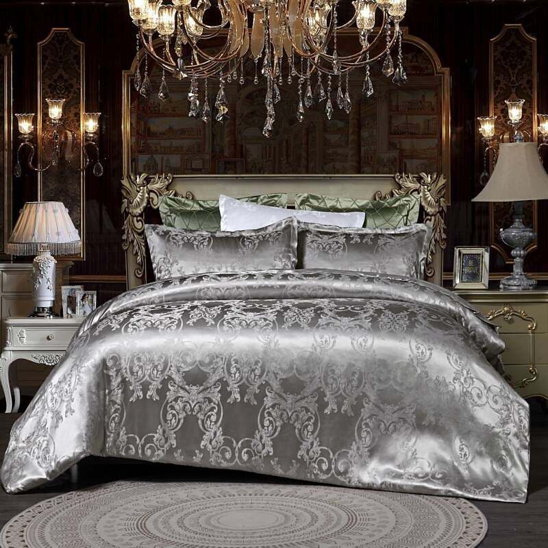 Luxury Jacquard Satin Duvet Cover Set Quilt Bedding Sets Comforter Cover