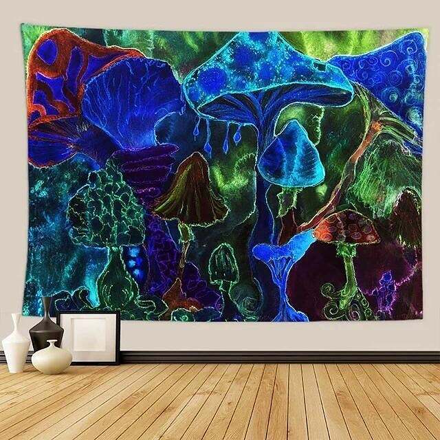 Trippy Mushrooms Wall Tapestry Psychedelic