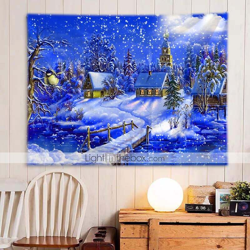 Christmas Snow Holiday Party Wall Tapestry Art Decor for Winter Home