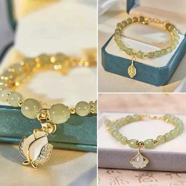 Last Day BUY 1 GET 1 FREE --Lucky Wada Jade gold leaf bracelet