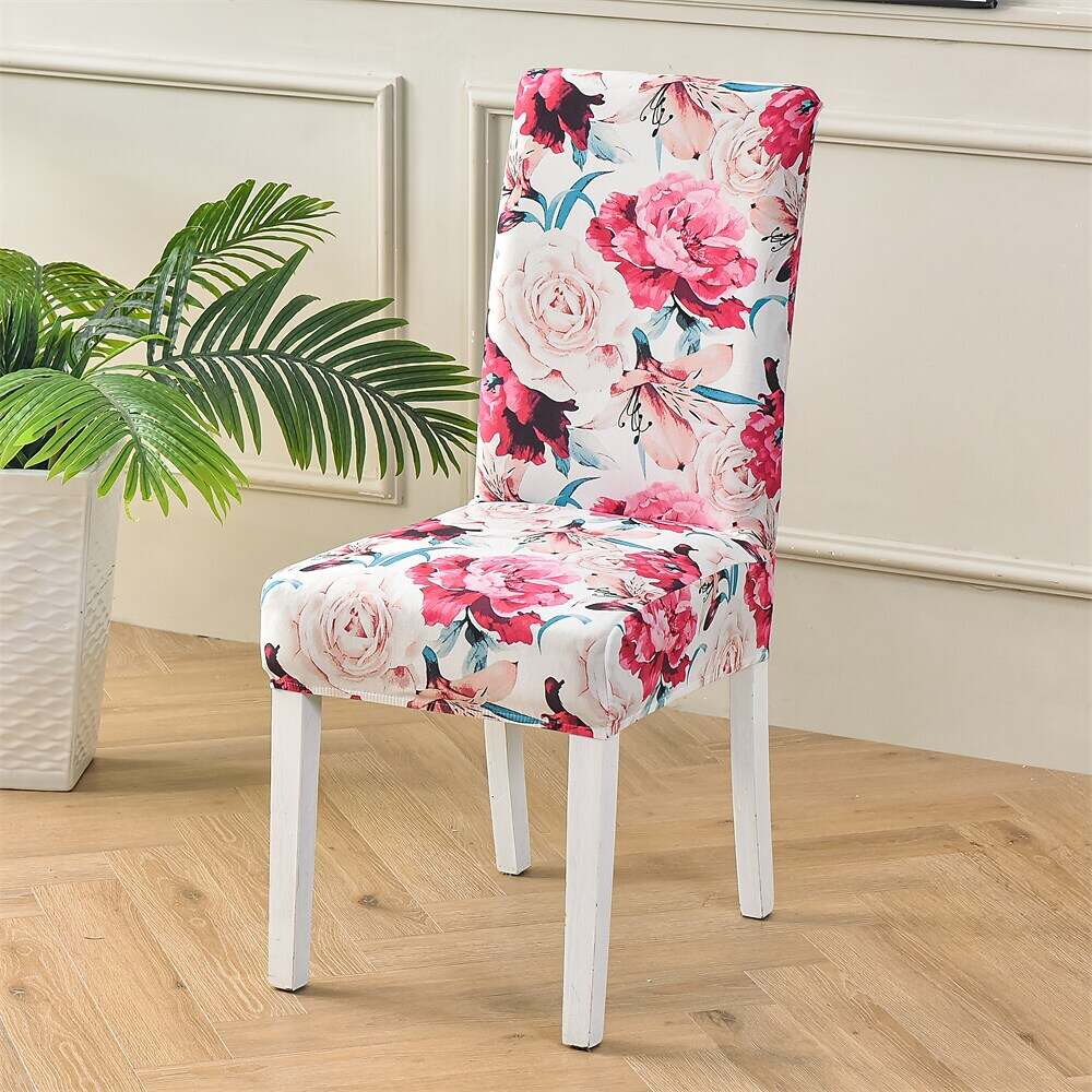 Stretch Spandex Dining Chair Cover Plants/Flower Pattern