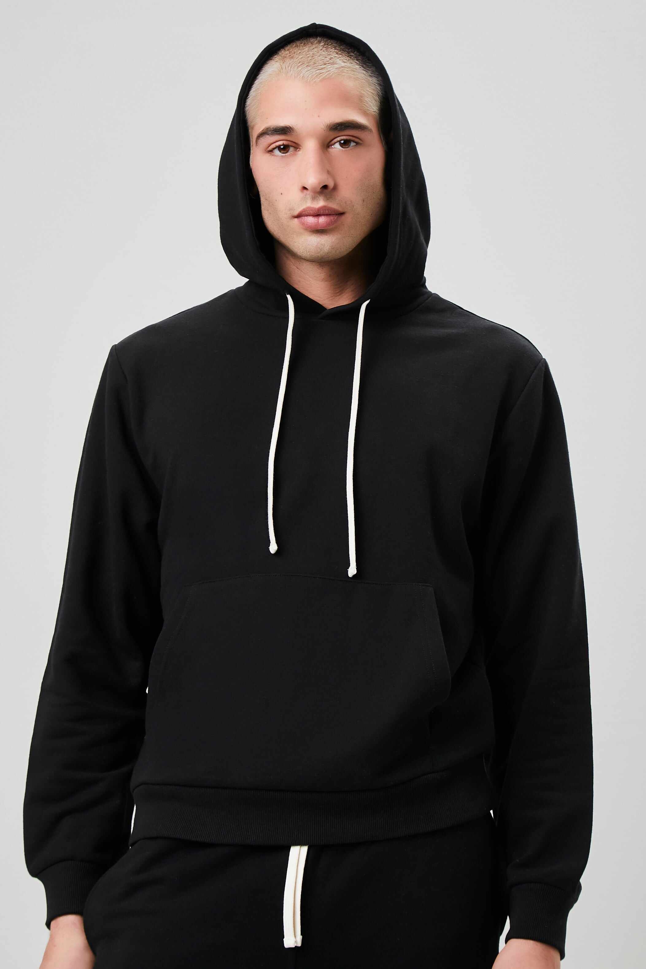 Men Apparel | Basic Drawstring Hoodie Black Forever21 - JV21206