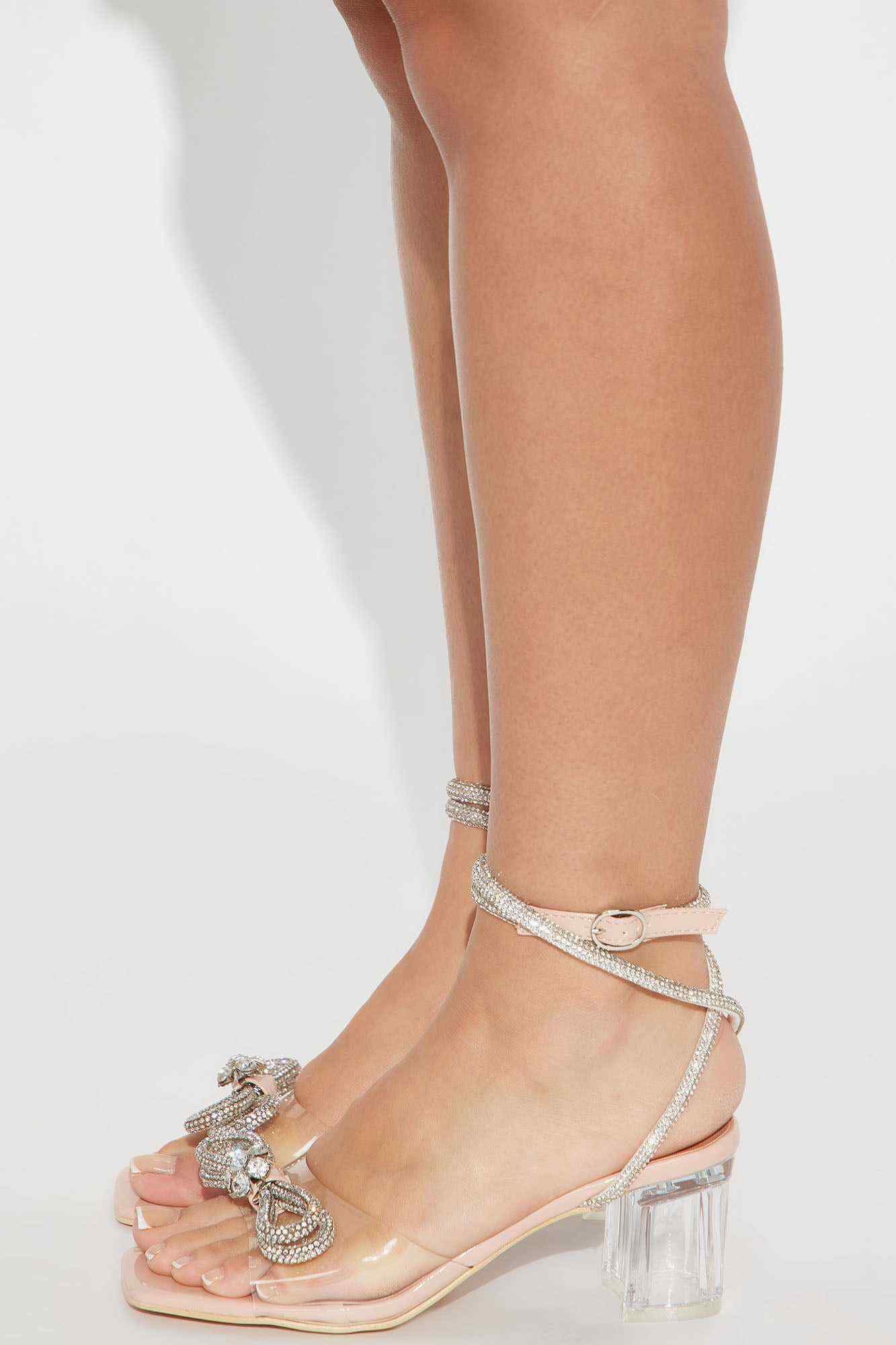 Take Notice Rhinestone Heels   Nude