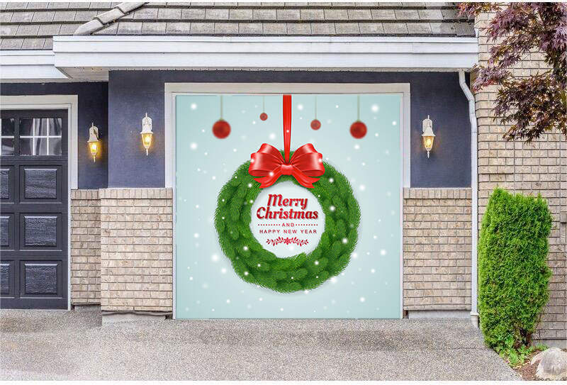 Merry christmas And Happy New Year garage door banner ornament