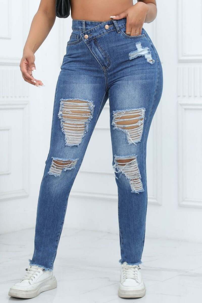 Light Blue Casual Solid Ripped Patchwork High Waist Skinny Denim Jeans