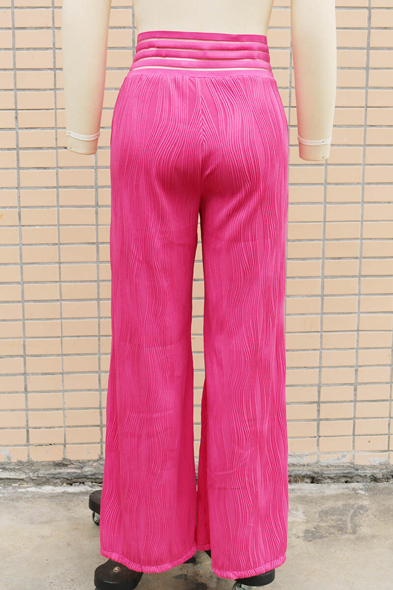 Rose Red Casual Solid Patchwork Regular High Waist Conventional Solid Color Trousers