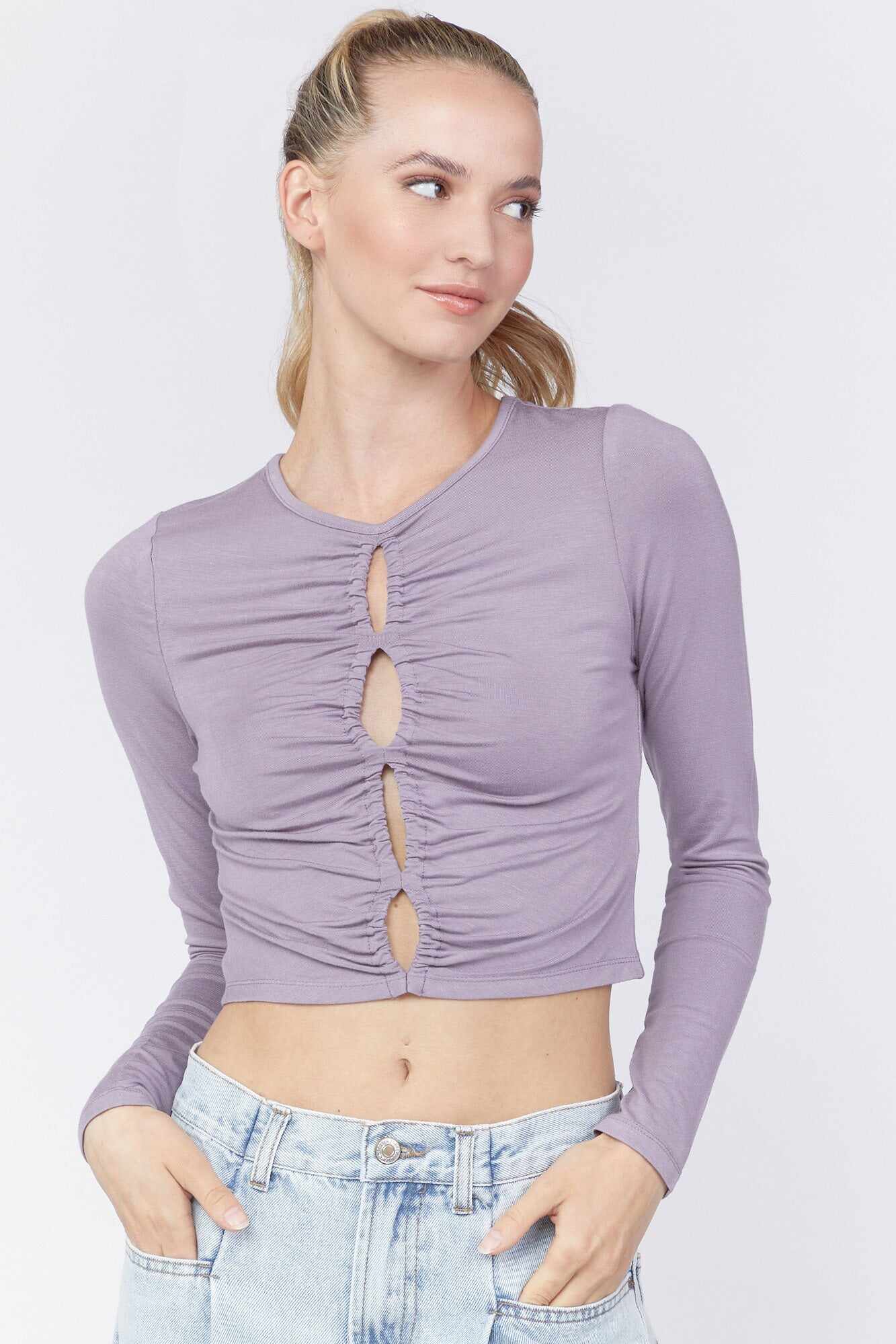 Women Apparel | Cutout Crop Top Light Grey Forever21 - IL14264