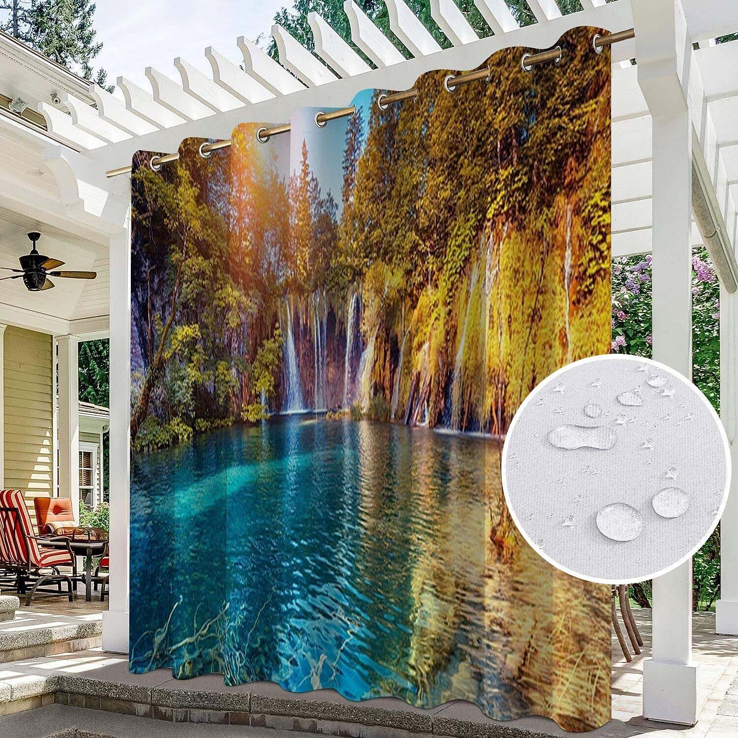 2 Panels Outdoor Curtain Privacy Waterproof