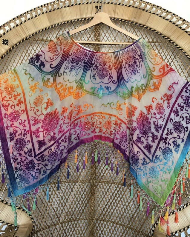 cape fringed kimono cardigan