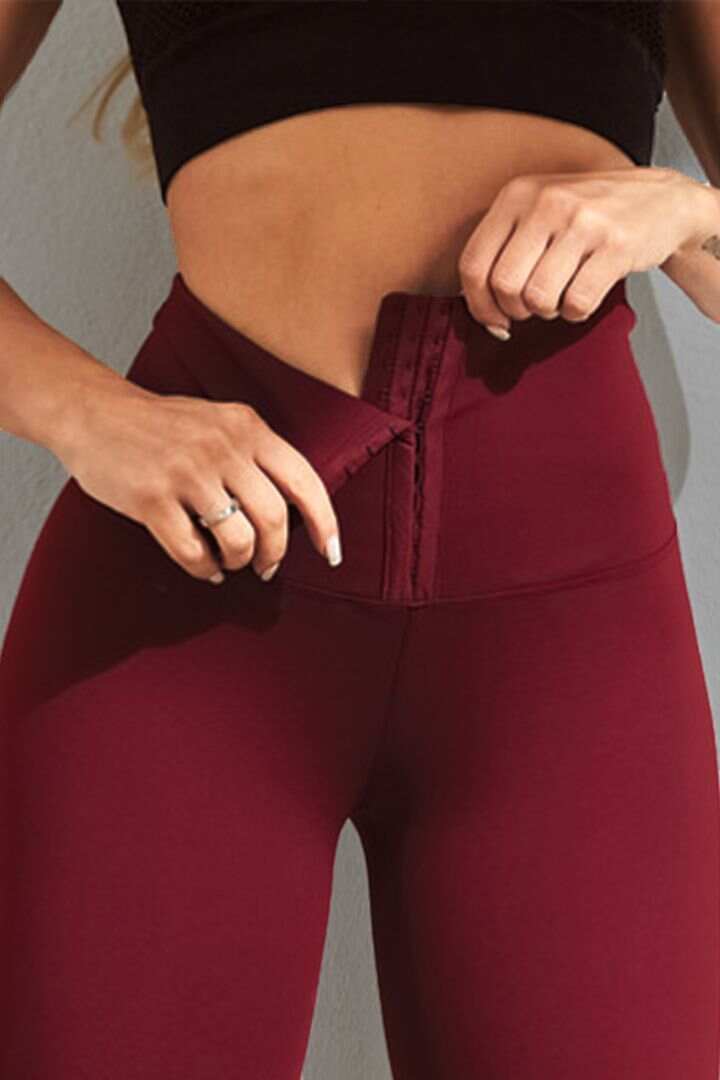 Solid Hook & Eye Cincher Sports Leggings