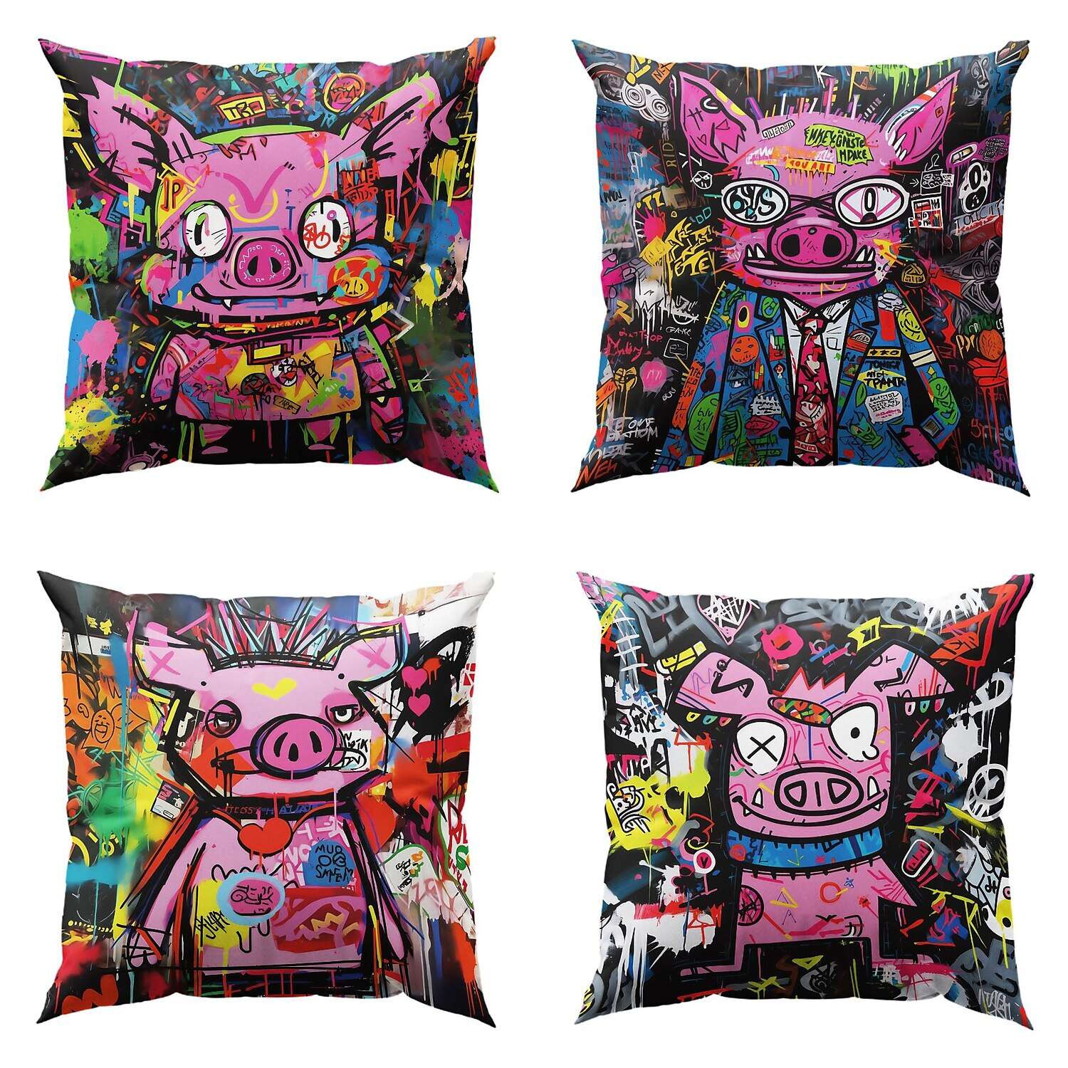 Graffiti Pig Pillow Cover 4PC