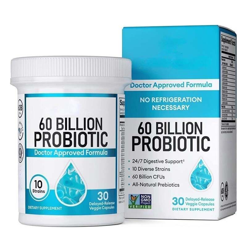 Probiotics 60 Billion CFU - 10 Strains + Organic Prebiotics - Immune, Digestive & Gut Health