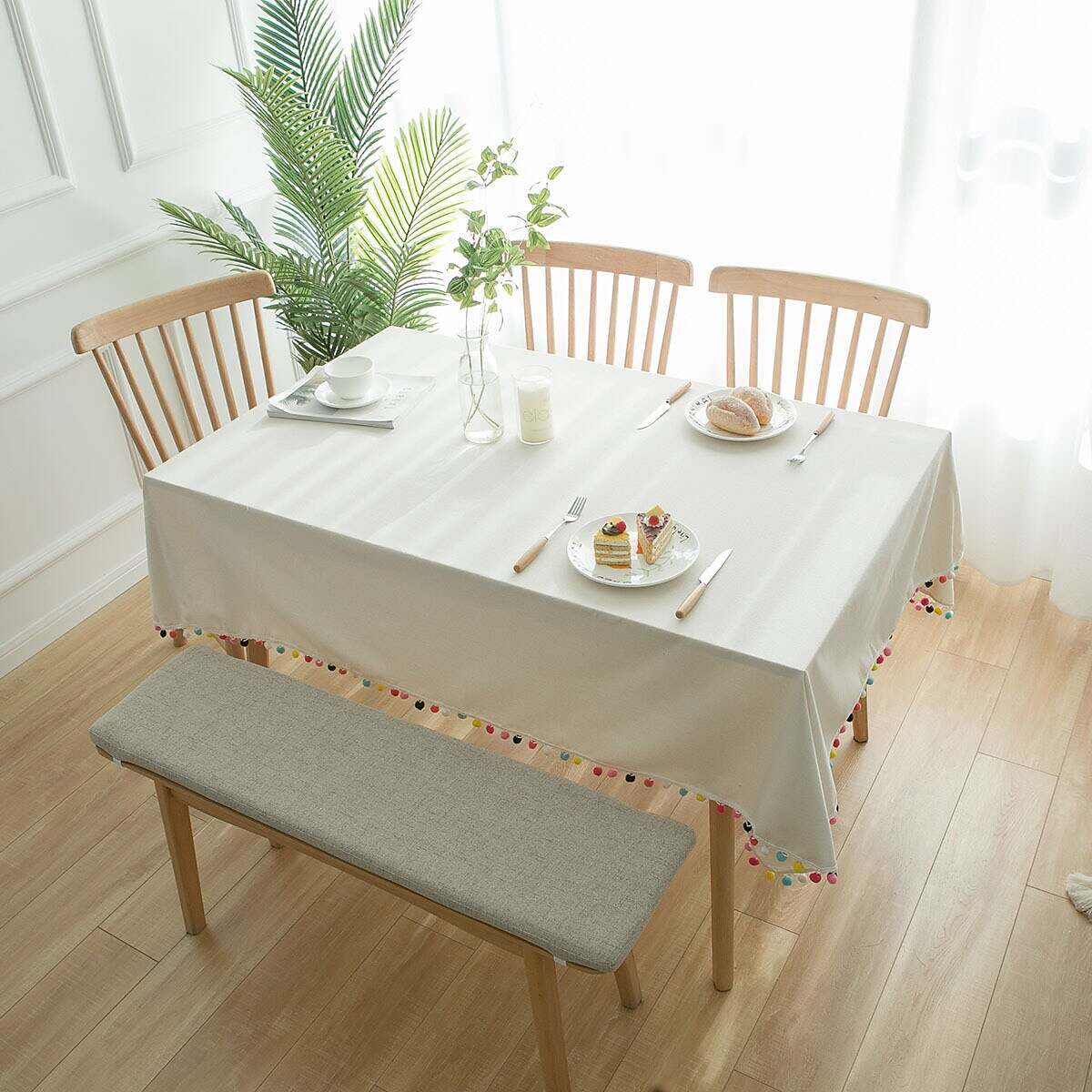 Farmhouse Style Tablecloth Cotton Linen Rectangle Table Cloths