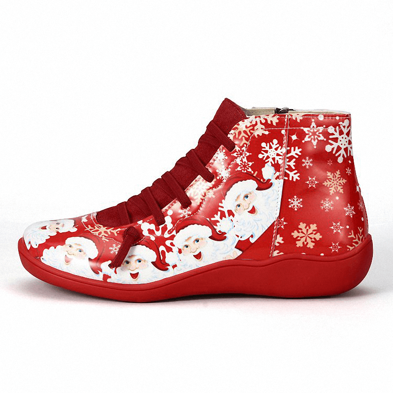 Women's Christmas Leather Ankle Boots