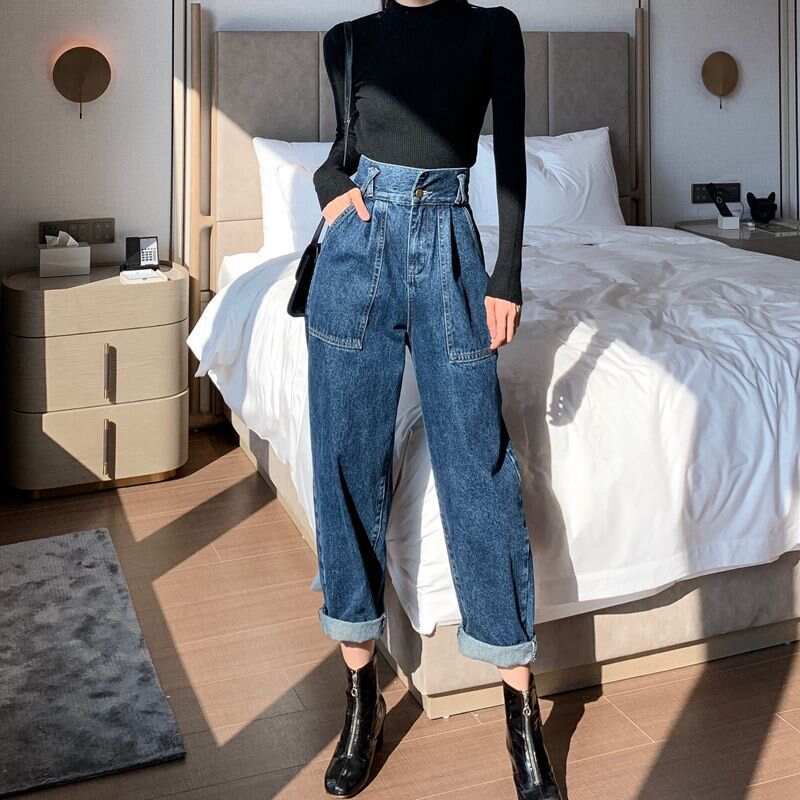 Denim Straight Wide Leg Pants Women