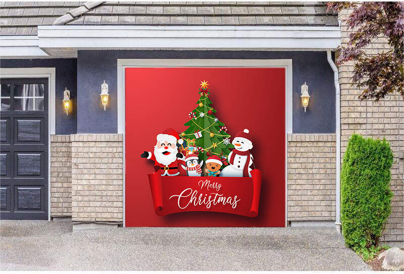 Christmas Garage Door Decor Mural for Double Car Garage