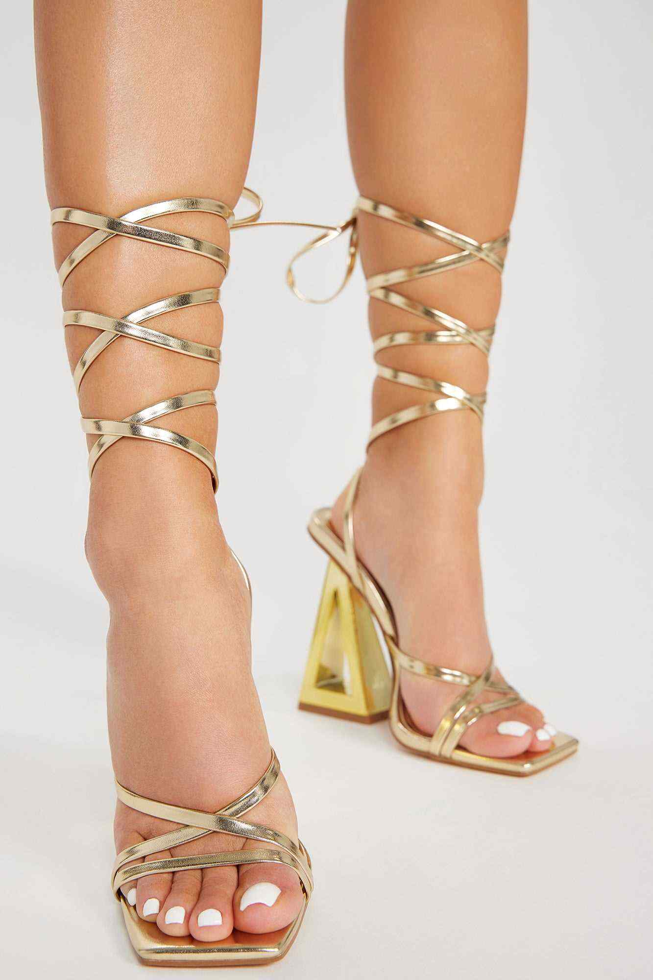 Stay Winning Wrap Up Heels   Gold