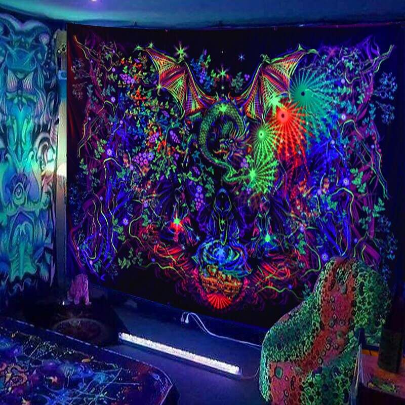 Blacklight Trippy Tapestry UV Reactive Psychedelic Tapestry