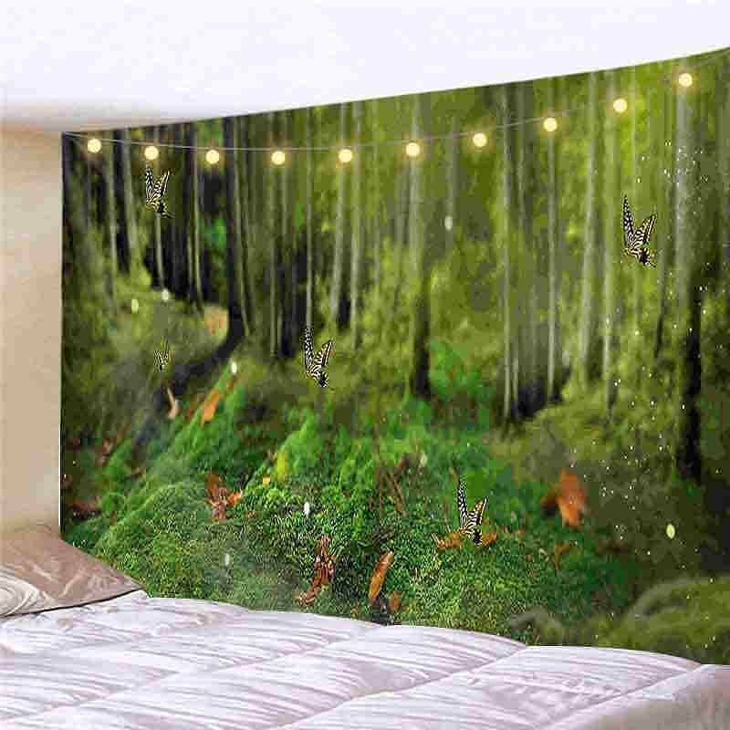 Landscape LED Lights Wall Tapestry Art Decor Forest Animal Print