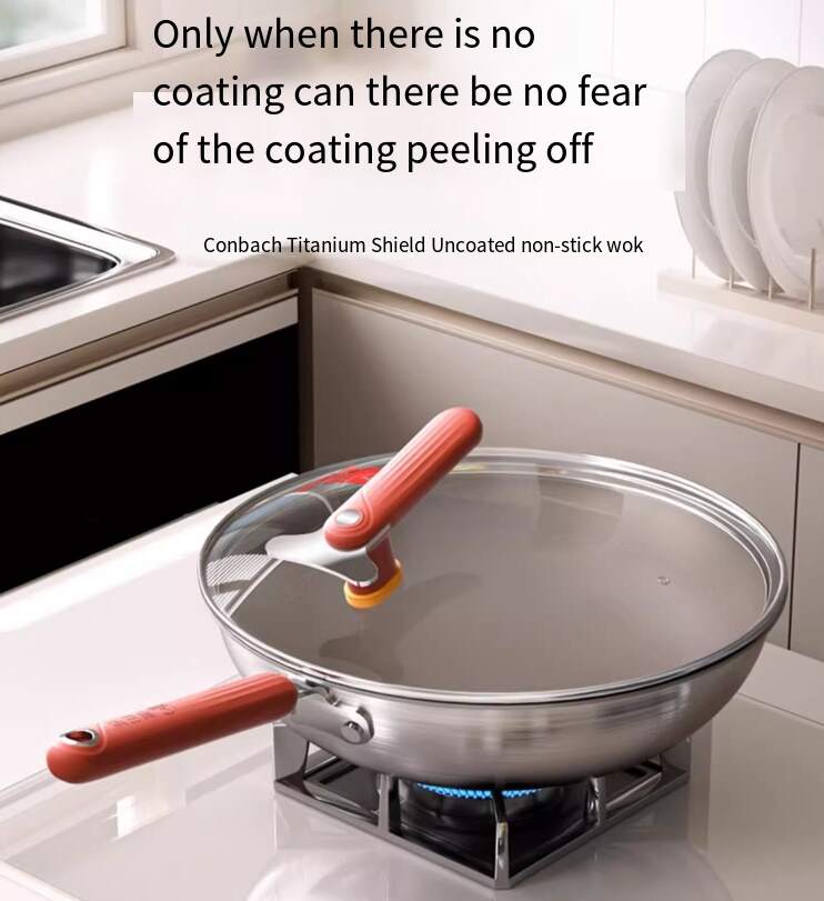 The first release of the Kangbach household titanium shield uncoated non-adhesive gold wok, 32CM