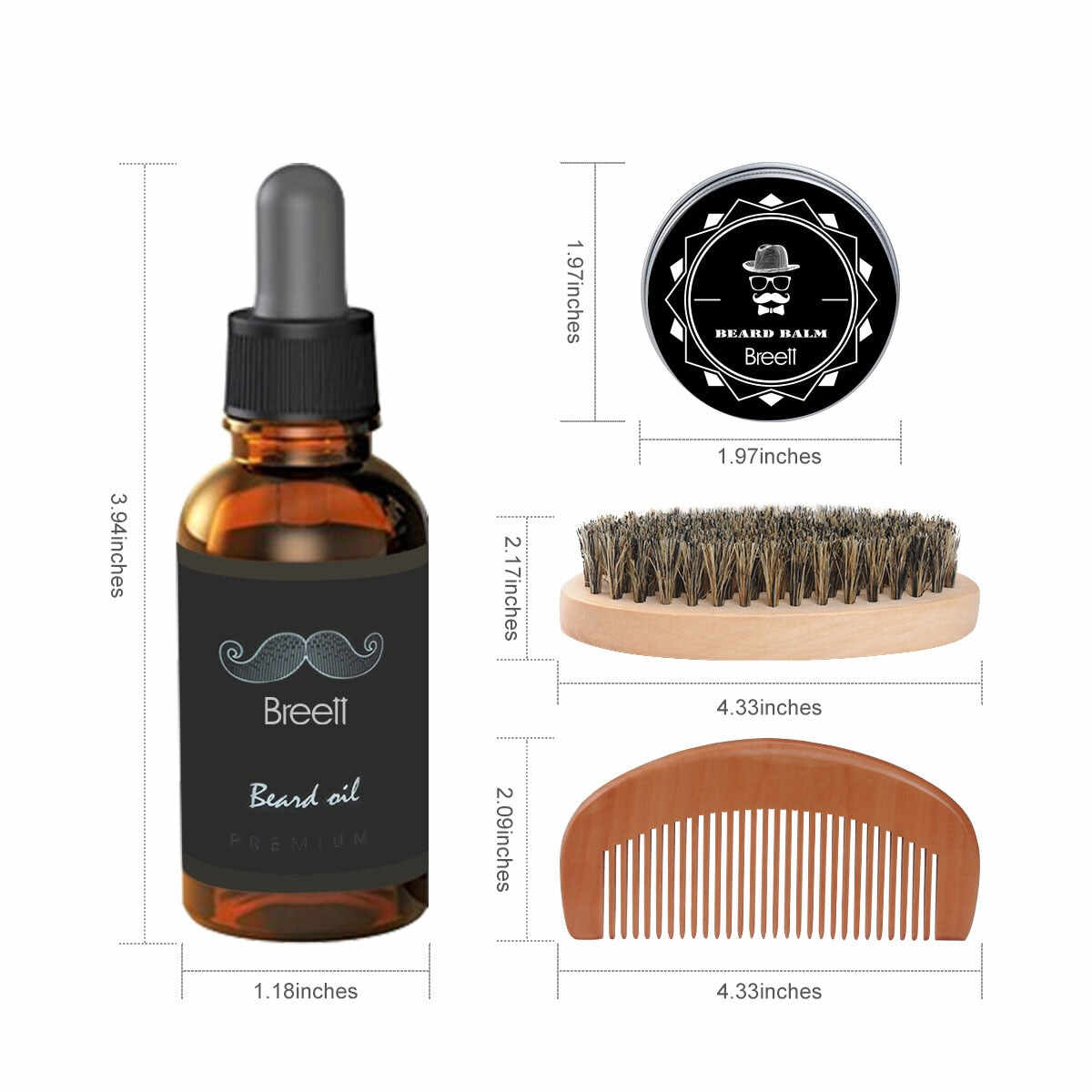 COSPROF BEARD OIL, BALM, BRUSH AND COMB KIT SET FOR MEN BEARD CARE