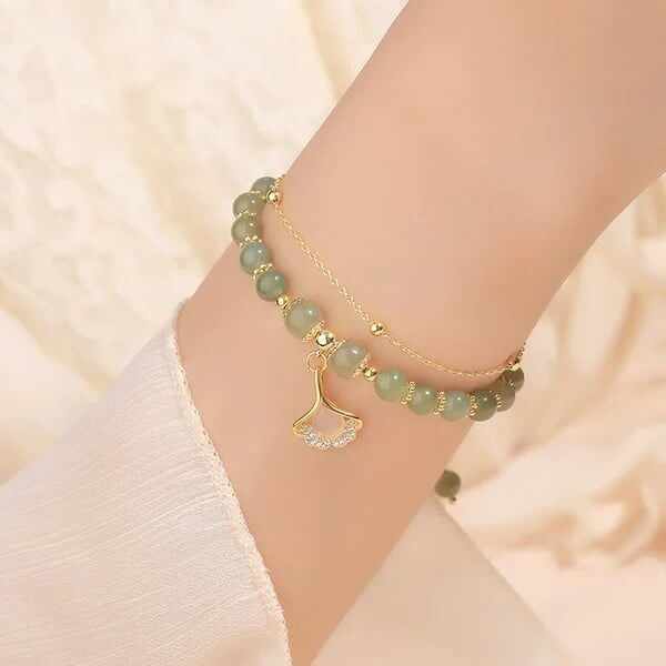 Last Day BUY 1 GET 1 FREE --Lucky Wada Jade gold leaf bracelet