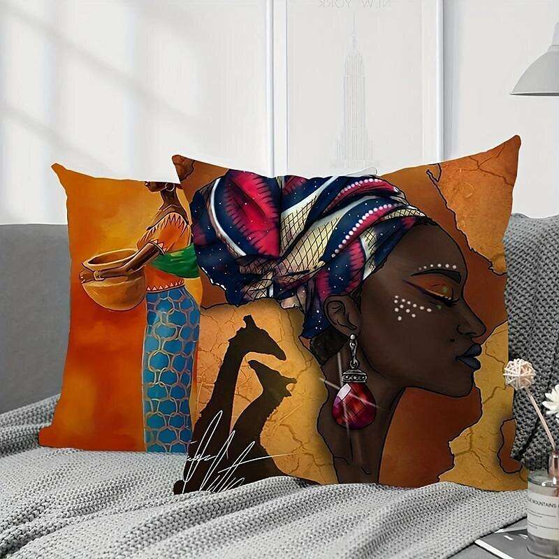 African Women Double Side Pillow Cover 4PC Soft