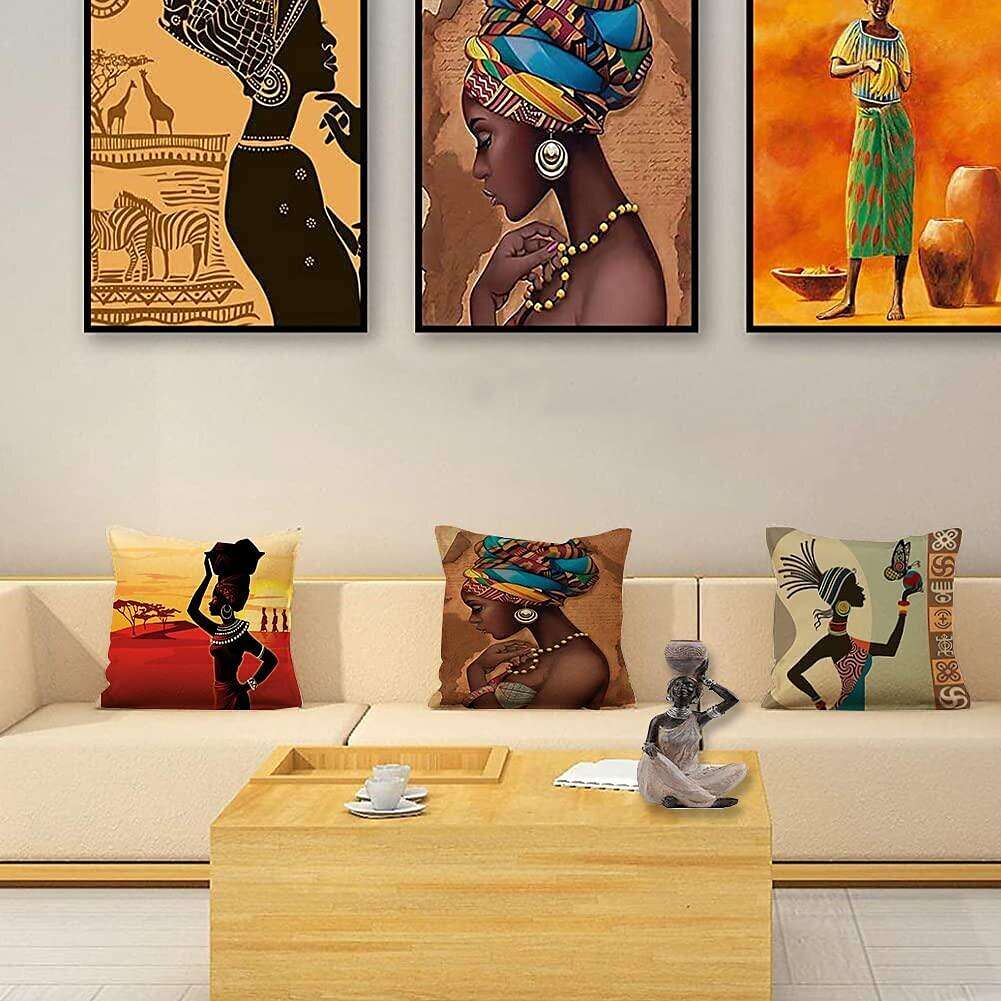 African Women Double Side Pillow Cover 4PC Soft