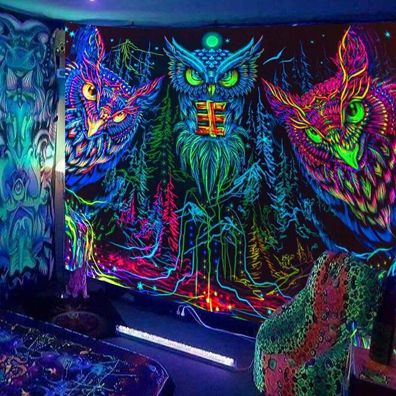 Blacklight Trippy Tapestry UV Reactive Psychedelic Tapestry