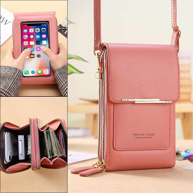 Soft Leather Wallets Touch Screen Cell Phone