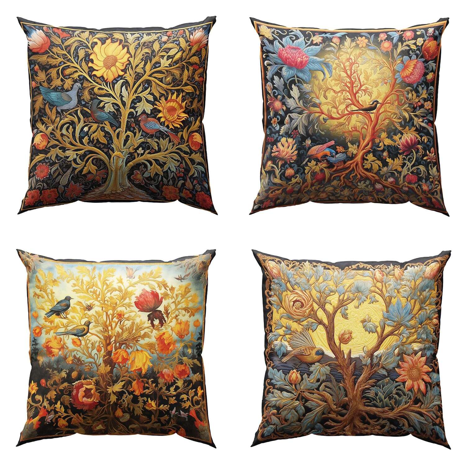 Tree of Life Double Side Pillow Cover 4PC Soft Decorative Square Cushion Case Pillowcase for Bedroom Livingroom Sofa Couch Chair