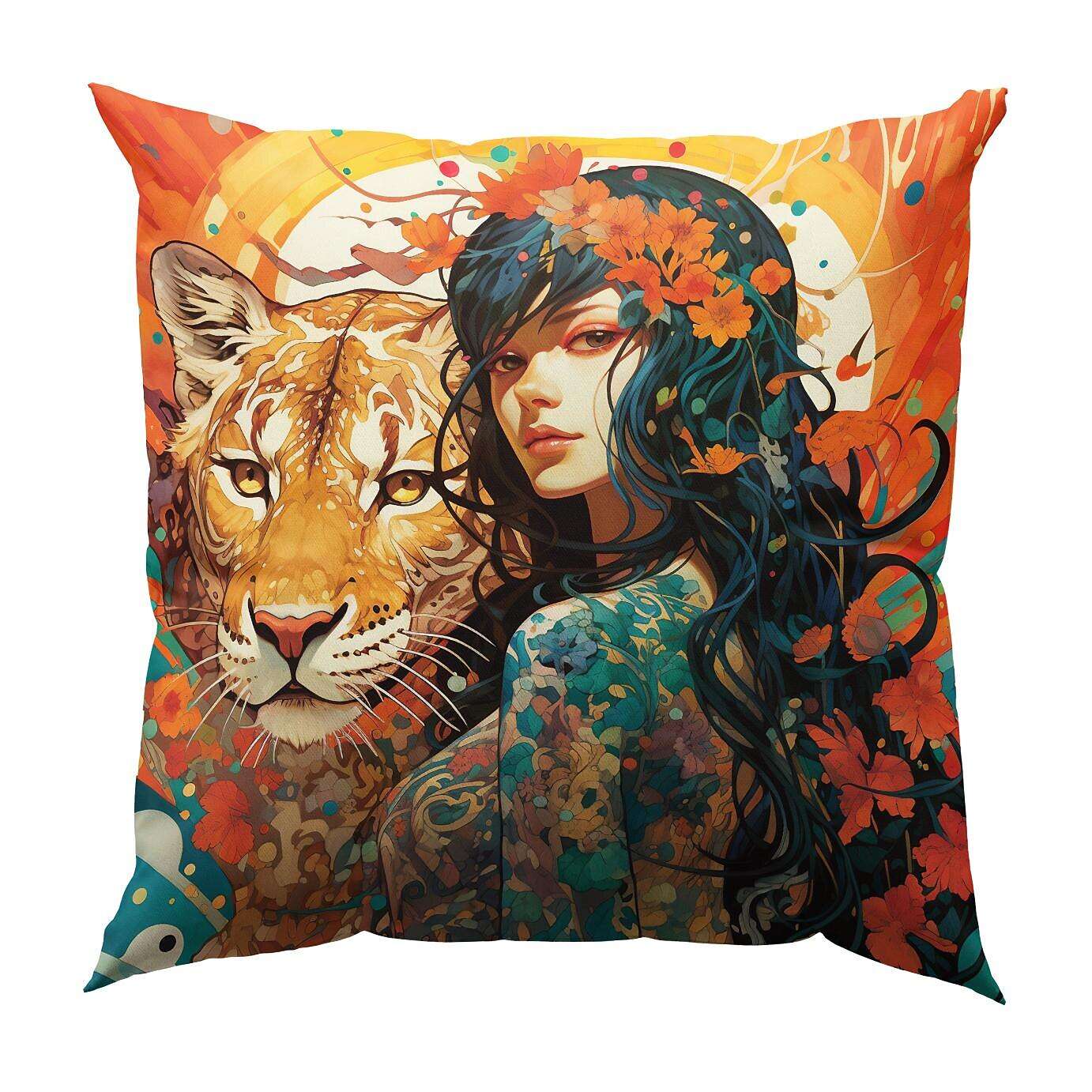 Wild Woman Tiger Pillow Cover 1PC