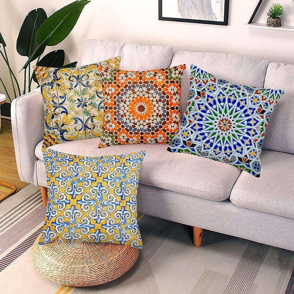 Mandala Floral Bohemian Double Side Pillow Cover 4PC Farmhouse