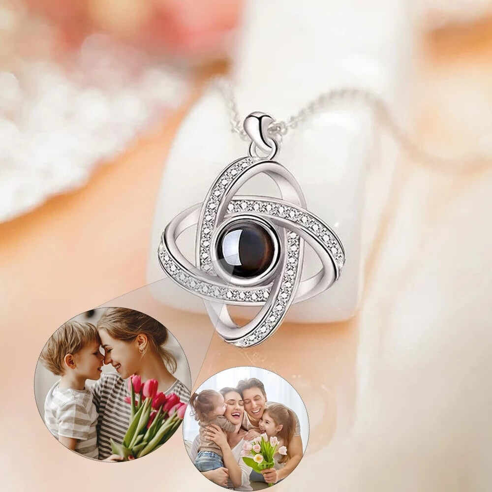 Personalized Necklace Four Leaf Clover Photo Projection